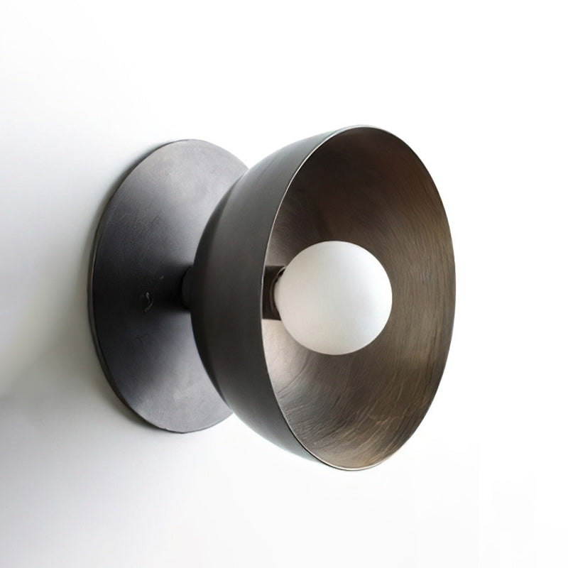 Contemporary Porcelain Shade Wall Light, Bronze/Black