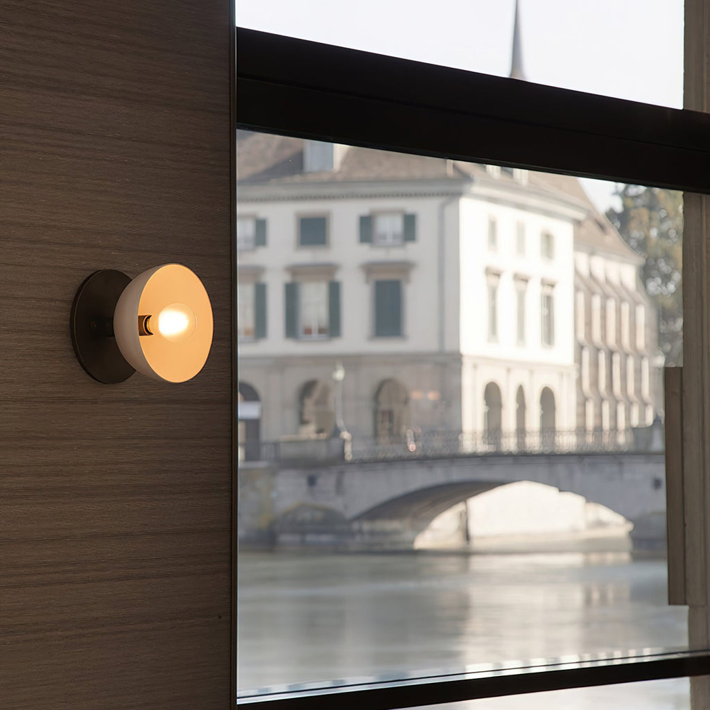 Contemporary Porcelain Shade Wall Light, Bronze/Black