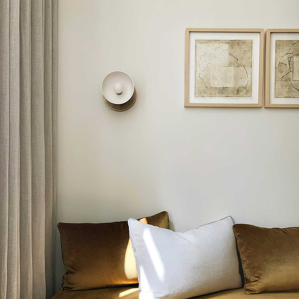 Contemporary Porcelain Shade Wall Light, Bronze/Black