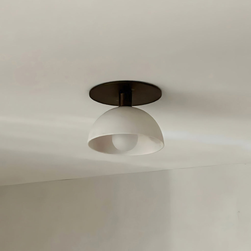 Contemporary Porcelain Shade Wall Light, Bronze/Black