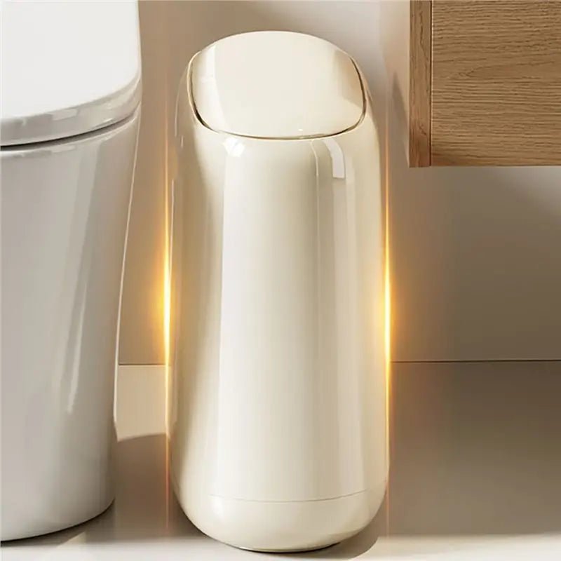 Slim Trash Can, ABS Plastic, Water-Resistant, Manual Lid