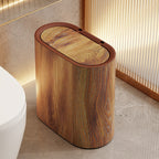 Trash Can Plastic Oval Marble Pattern Lid, Space-Saving Design
