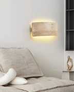 TravéaLume: Modern Travertine Wall Lamp Made of Natural Stone with Warm White LED Light & IP65 – for Indoor & Outdoor Use