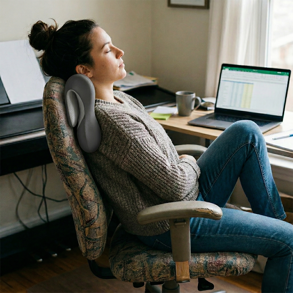 Neck Pillow High Density Foam Ergonomic Contour Removable Washable Cover