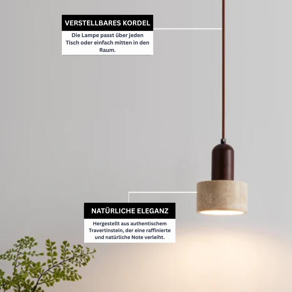 TravertineLight: Pendant Lamp Design – luxurious natural stone lamp with modern shape, for living room & dining room
