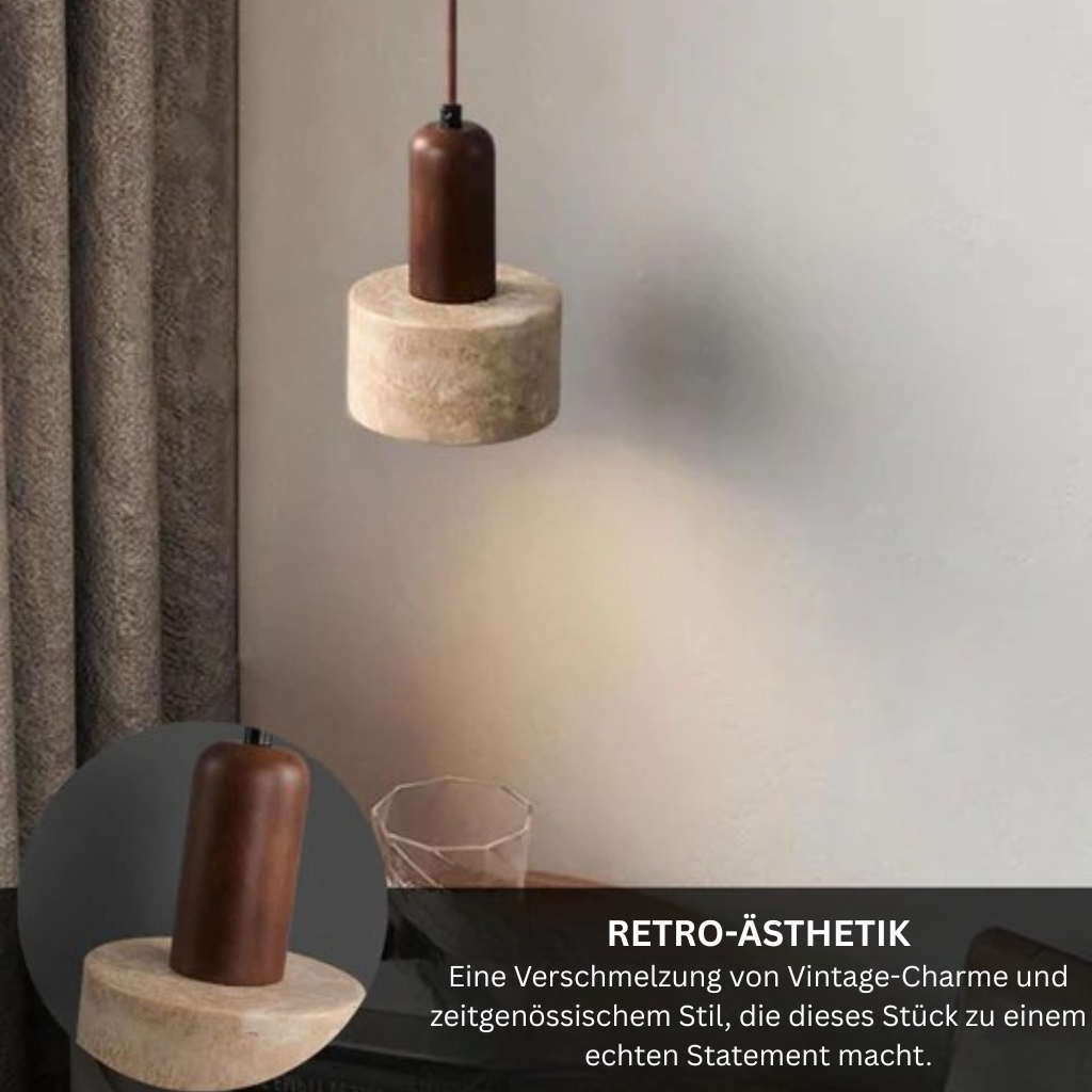TravertineLight: Pendant Lamp Design – luxurious natural stone lamp with modern shape, for living room & dining room