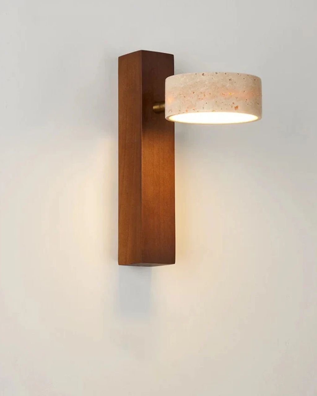 Bello Travertine Wall Sconce | Natural Stone & Walnut Wood