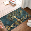 Floor Mat Polyester Rubber Backing Tree of Life Pattern Multiple Sizes