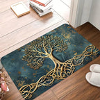Floor Mat Polyester Rubber Backing Tree of Life Pattern Multiple Sizes