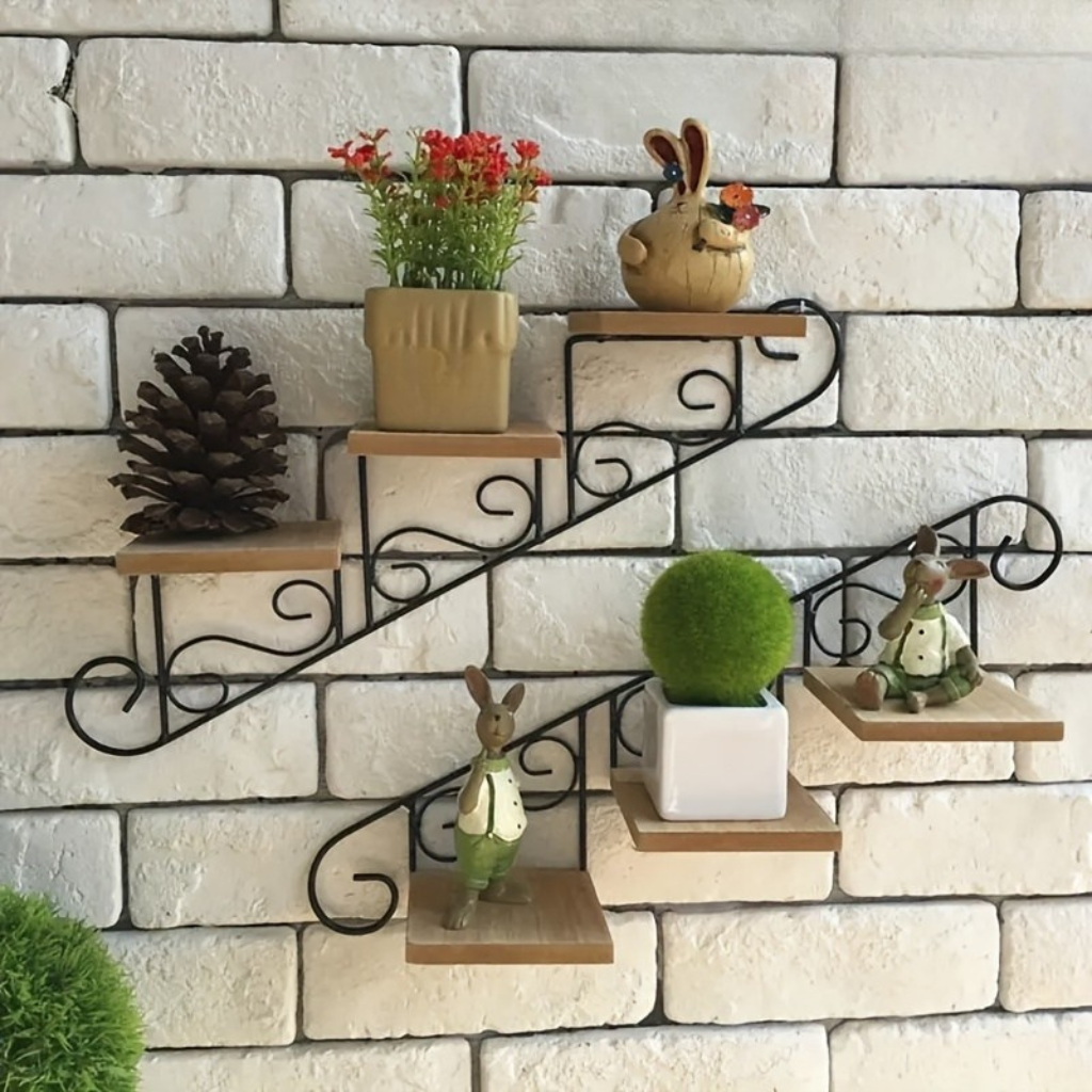 StairDesign: Wall Shelf Metal – decorative, robust & hanging in stair design for plants & living room