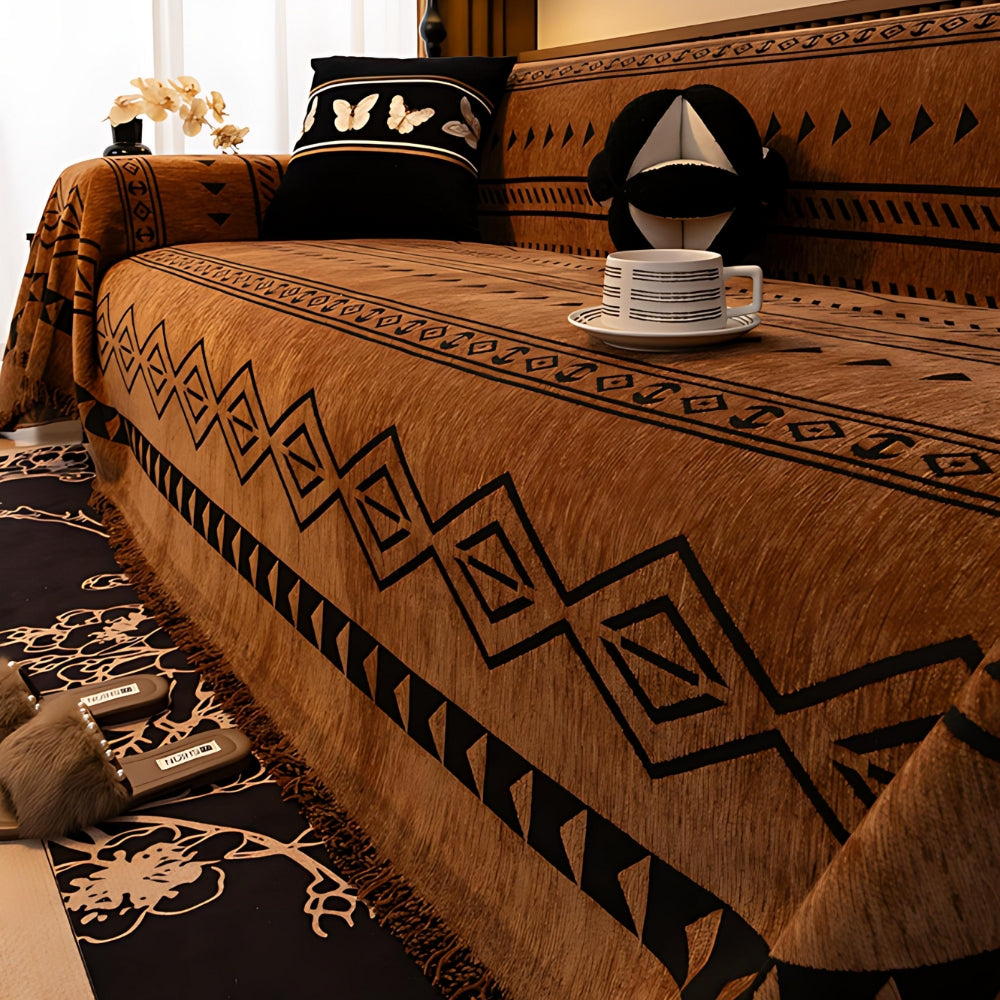 TribaLoom: Woven Sofa Cover with Tribal Design & Soft Texture – for Couch & Living Area