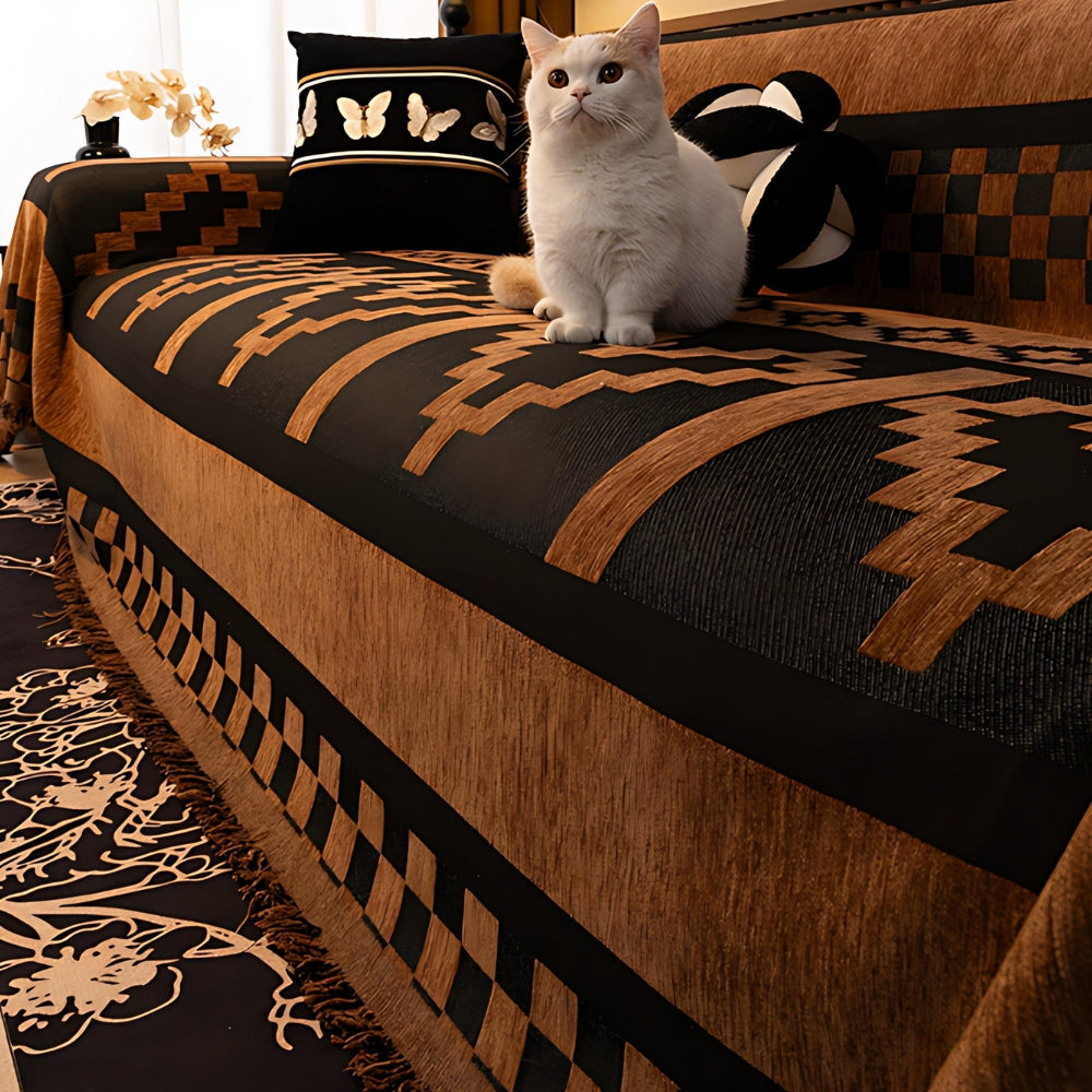 TribaLoom: Woven Sofa Cover with Tribal Design & Soft Texture – for Couch & Living Area