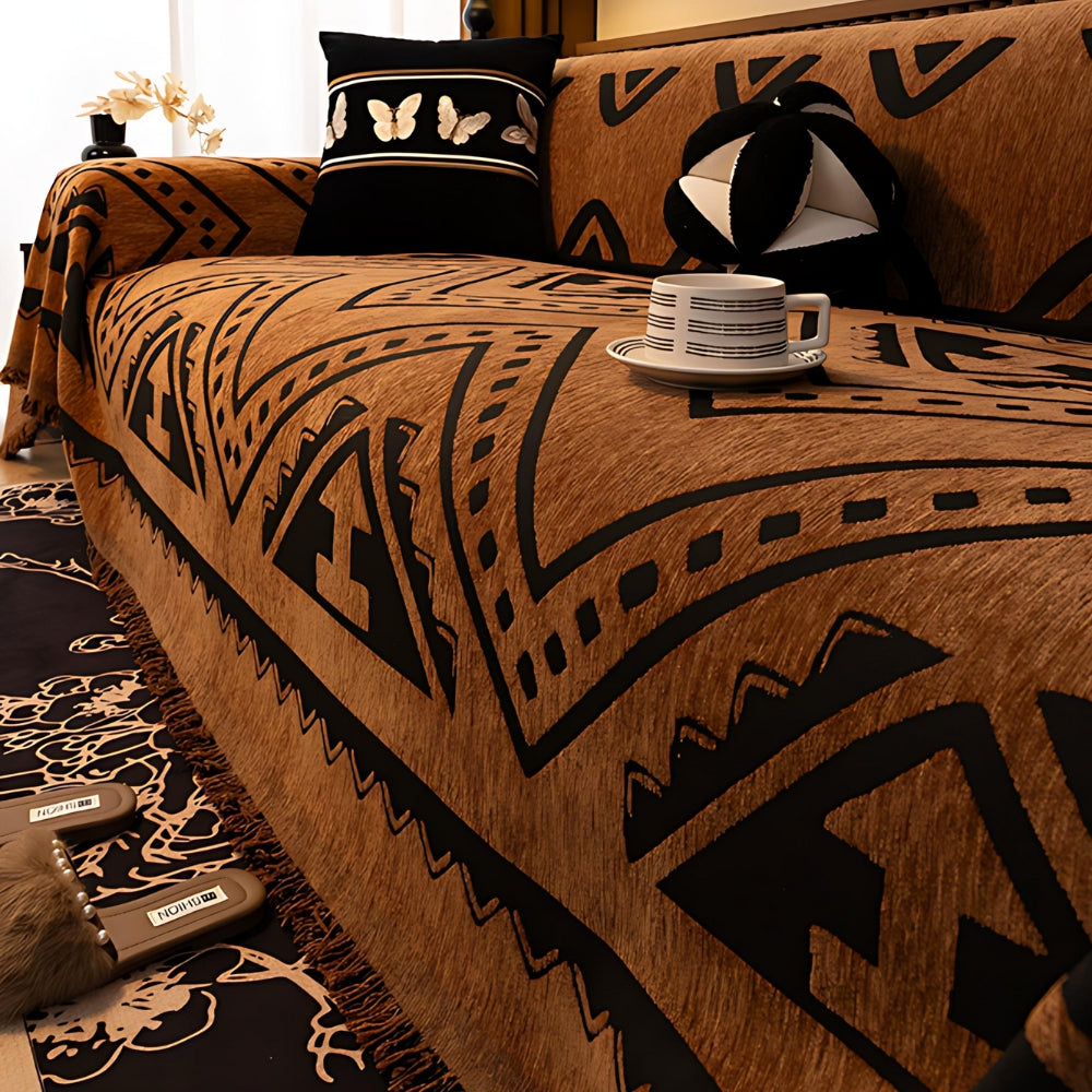 TribaLoom: Woven Sofa Cover with Tribal Design & Soft Texture – for Couch & Living Area