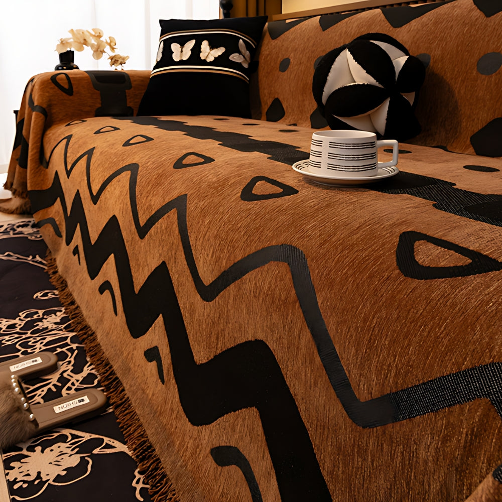 TribaLoom: Woven Sofa Cover with Tribal Design & Soft Texture – for Couch & Living Area