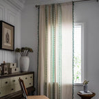 TribeEleganz: Curtains in Boho Style with Green Stripes & Tassels – Charming for Sleeping Areas