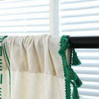 TribeEleganz: Curtains in Boho Style with Green Stripes & Tassels – Charming for Sleeping Areas