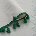 TribeEleganz: Curtains in Boho Style with Green Stripes & Tassels – Charming for Sleeping Areas
