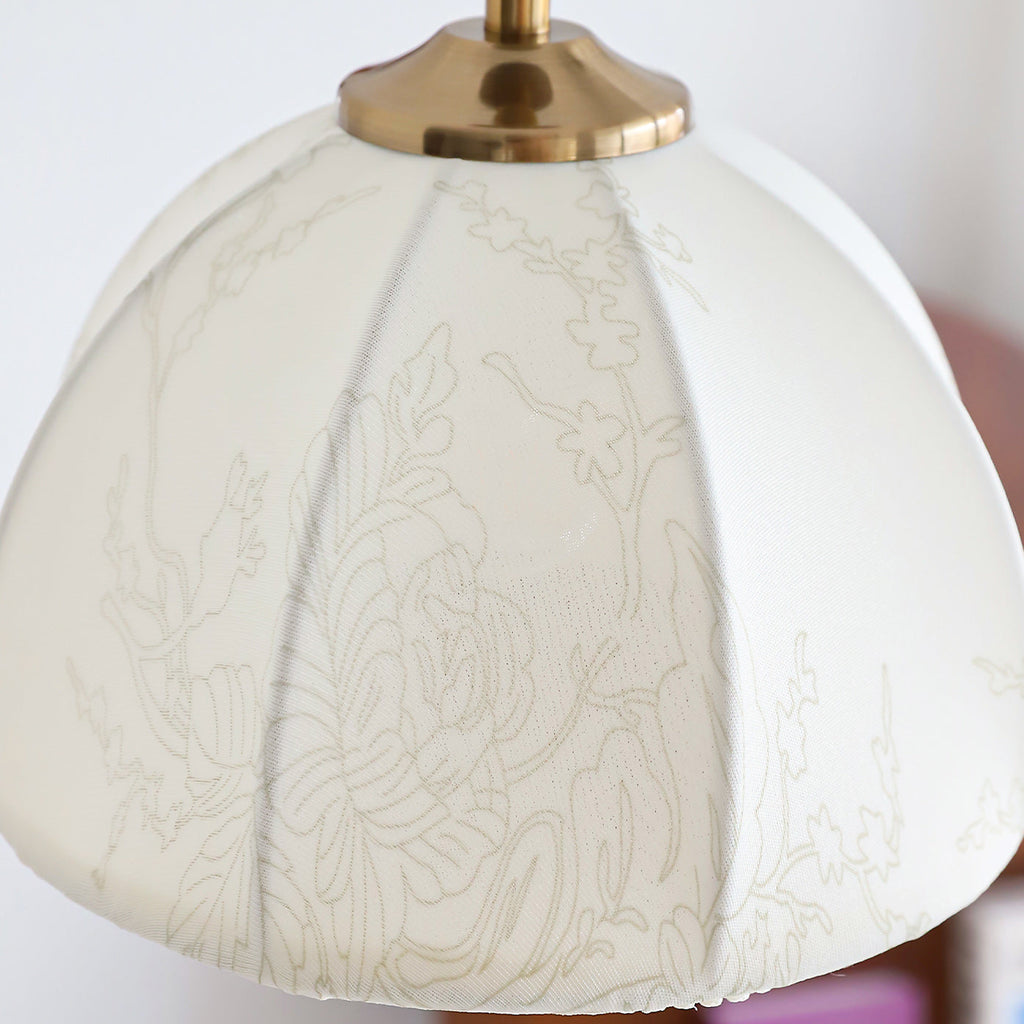 Retro Wood & White Fabric Shade Pendant Light
