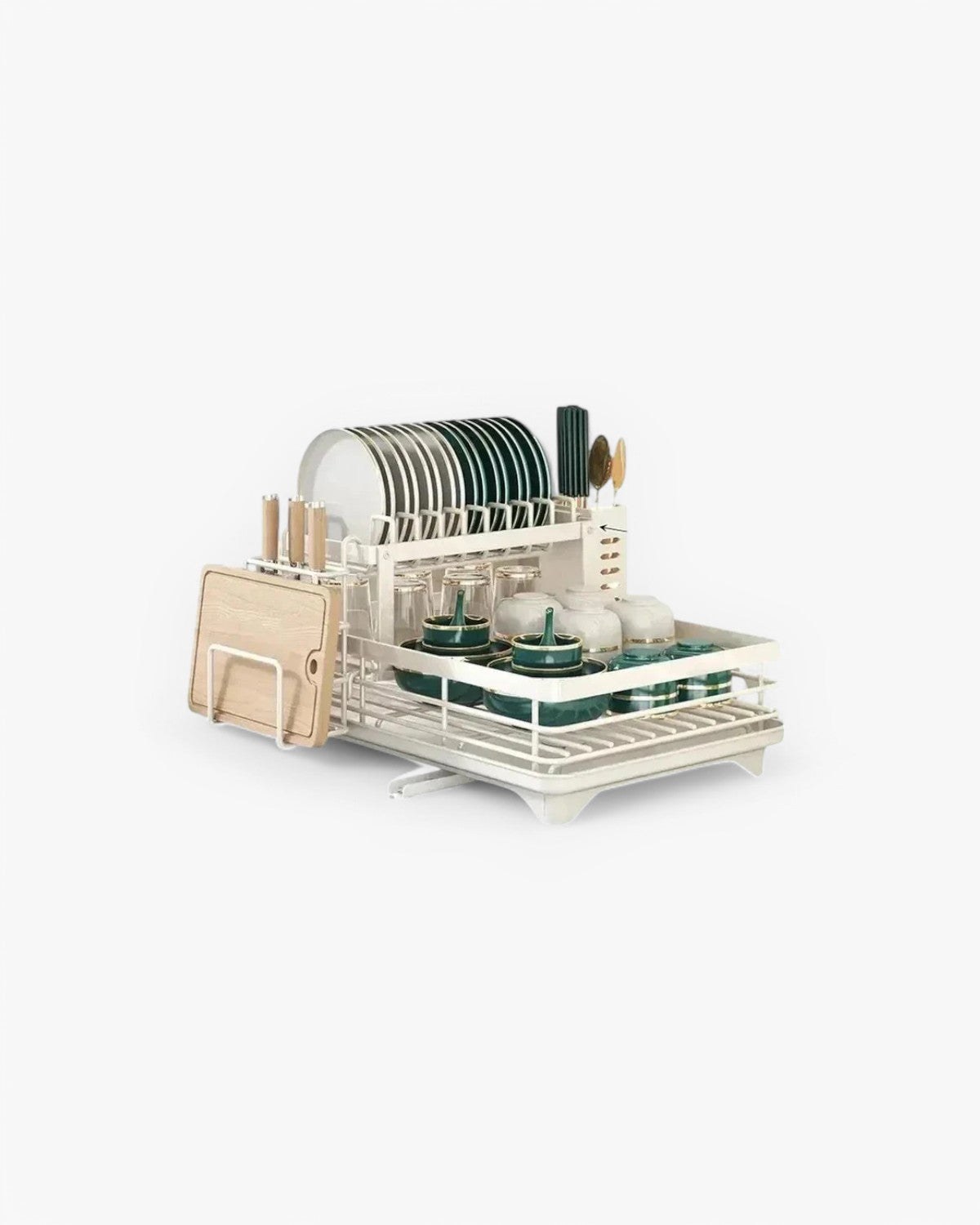 DryElegance: Dish Rack Design – elegant drying rack with multiple levels for dishes & glasses