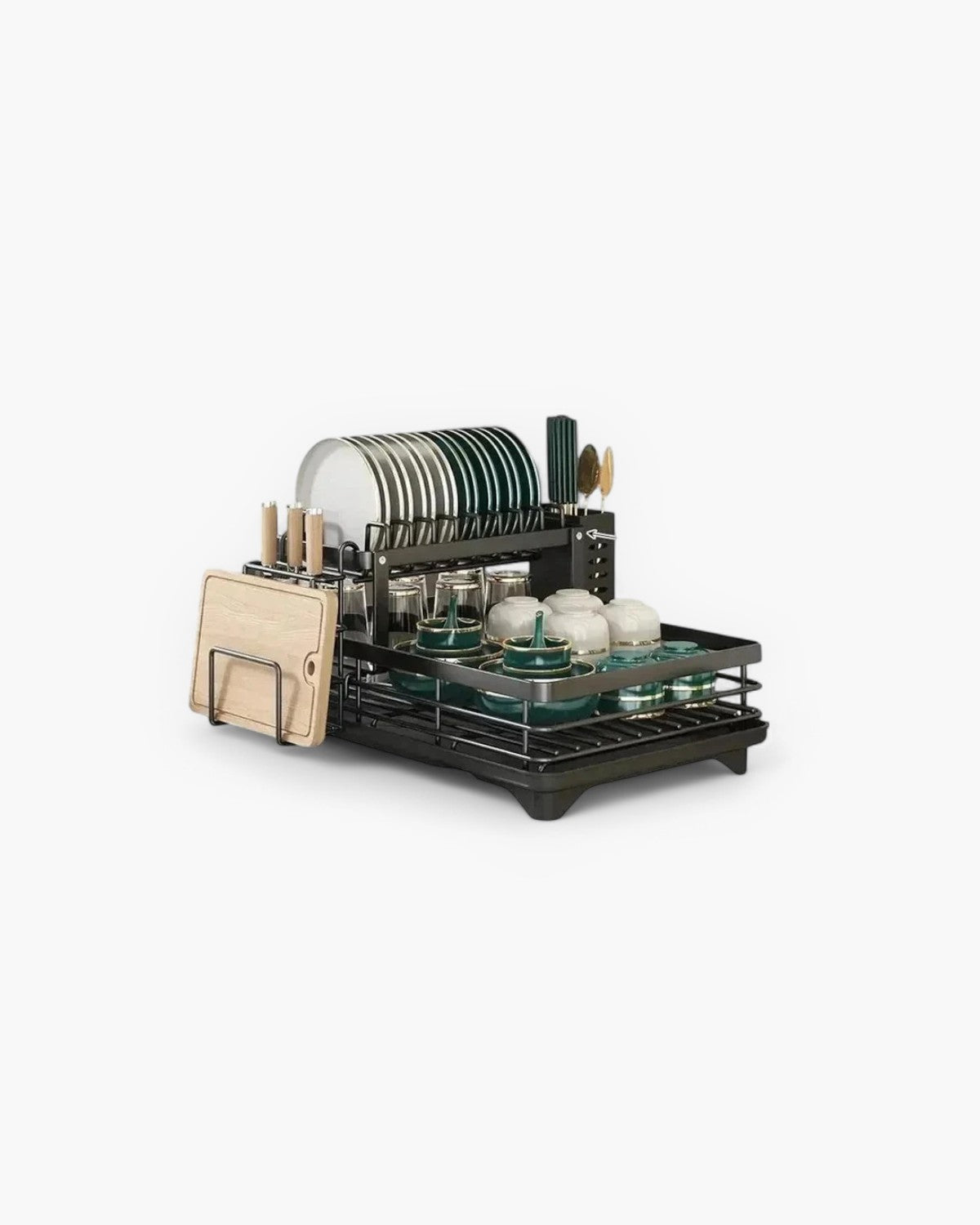 DryElegance: Dish Rack Design – elegant drying rack with multiple levels for dishes & glasses
