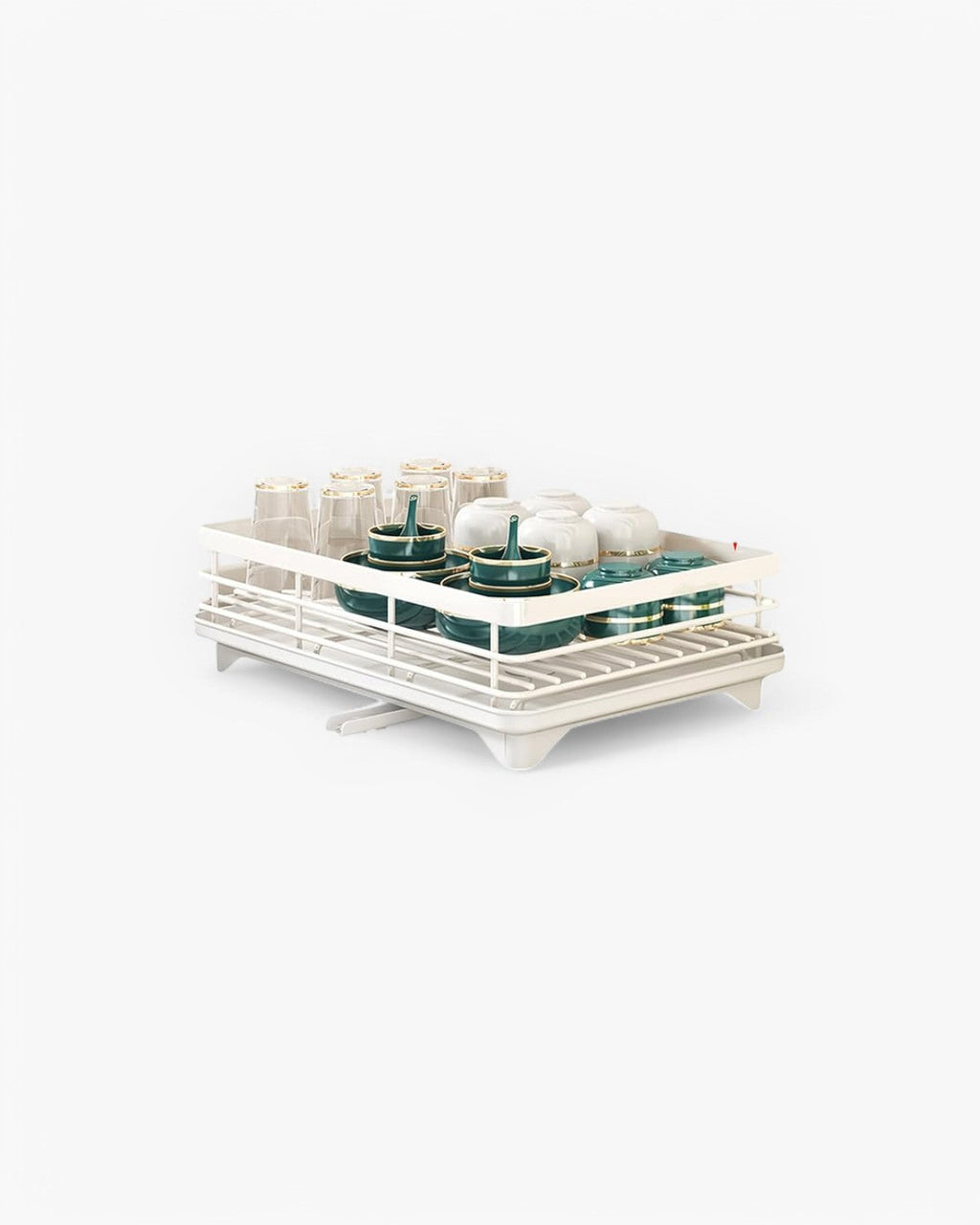 DryElegance: Dish Rack Design – elegant drying rack with multiple levels for dishes & glasses