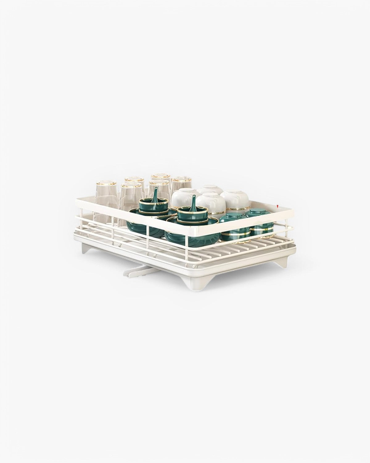 DryElegance: Dish Rack Design – elegant drying rack with multiple levels for dishes & glasses