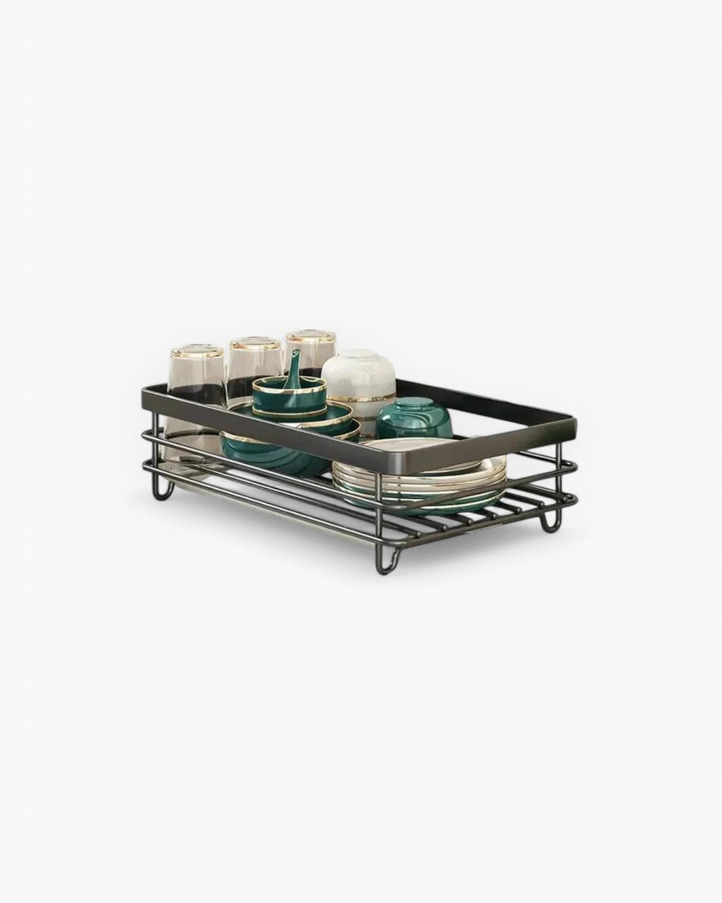 DryElegance: Dish Rack Design – elegant drying rack with multiple levels for dishes & glasses