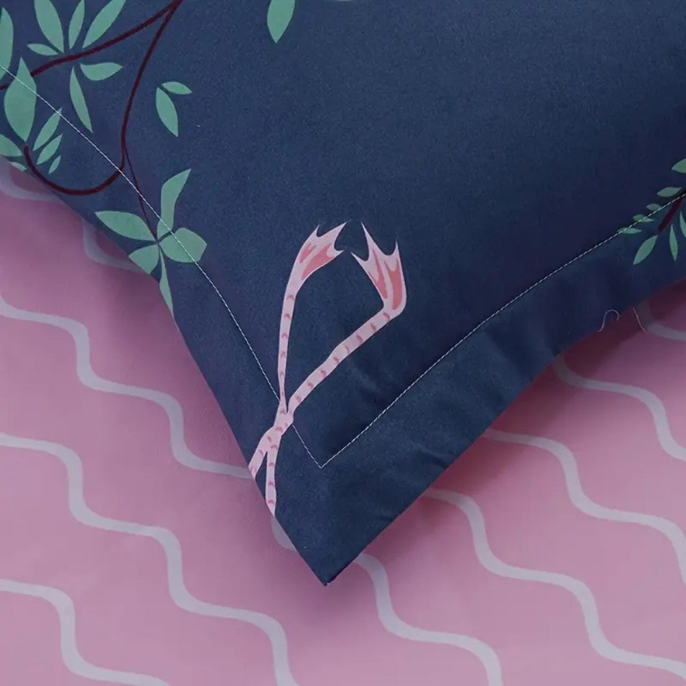 TropenTraum: Modern Duvet Cover Set – Soft, Breathable & Decorative with Flamingo Print for Bedroom