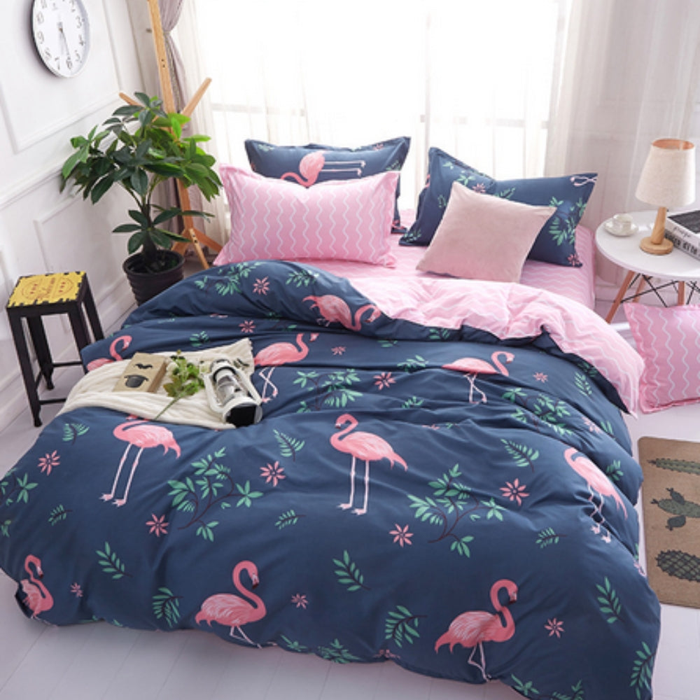 TropenTraum: Modern Duvet Cover Set – Soft, Breathable & Decorative with Flamingo Print for Bedroom