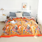 TropicaLoom: Cotton Blanket with Tropical Toucan Pattern and Light Texture – for Sofa and Bedroom