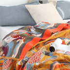 TropicaLoom: Cotton Blanket with Tropical Toucan Pattern and Light Texture – for Sofa and Bedroom