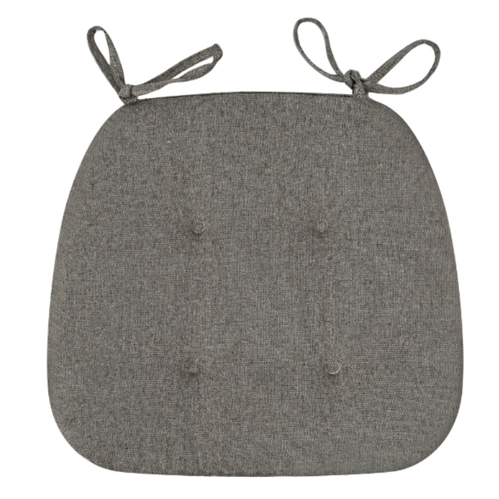 Tufted Chair Cushion, Cotton Linen Cover, Polyester Fill, Tie Straps