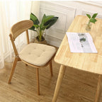 Tufted Chair Cushion, Cotton Linen Cover, Polyester Fill, Tie Straps