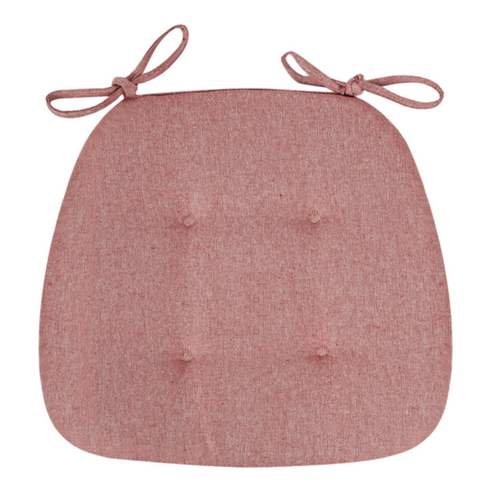 Tufted Chair Cushion, Cotton Linen Cover, Polyester Fill, Tie Straps