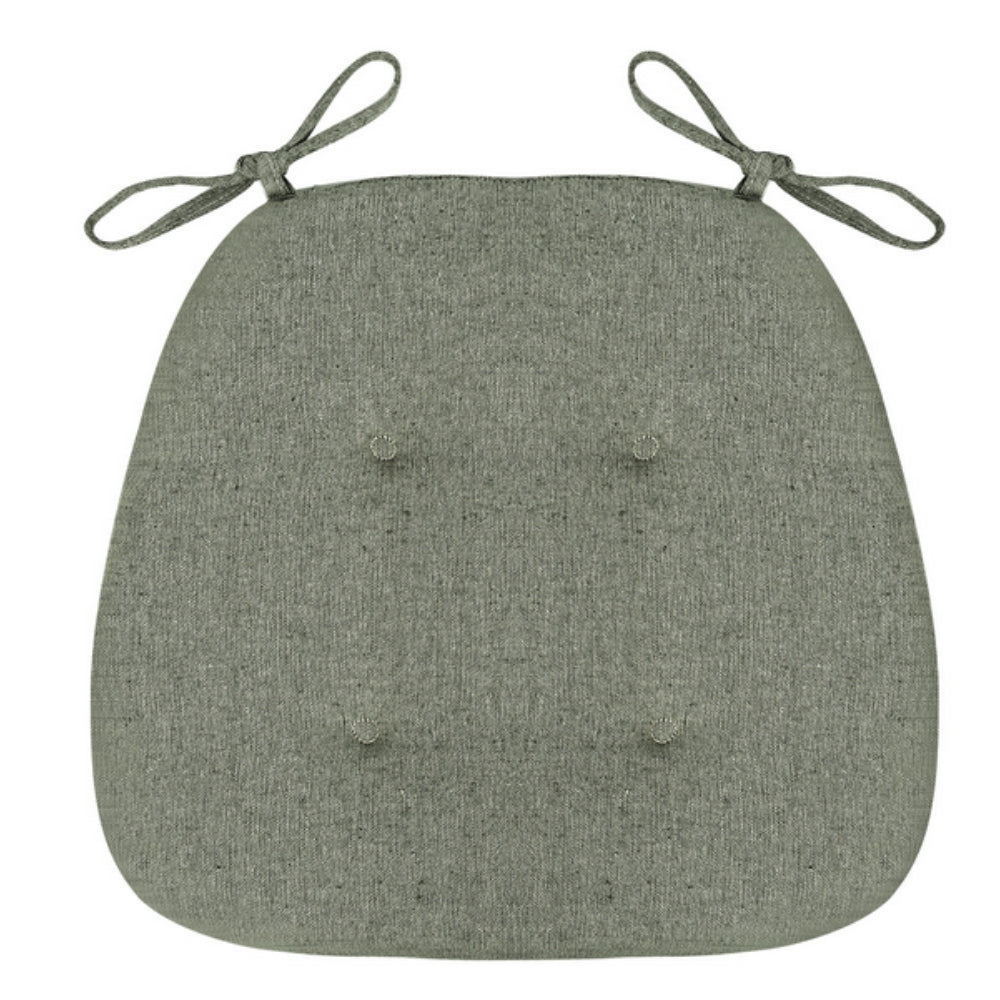 Tufted Chair Cushion, Cotton Linen Cover, Polyester Fill, Tie Straps