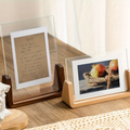 U Shaped Acrylic Photo Frame Wood Base Tabletop Display