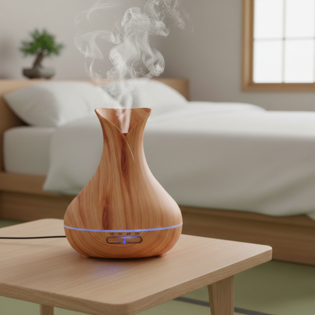 Essential Oil Diffuser 500ml Ultrasonic Humidifier LED Light Timer Function