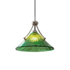 Emerald Green Glass Dome Pendant with Iron Frame