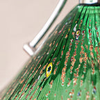 Emerald Green Glass Dome Pendant with Iron Frame