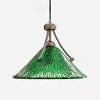 Emerald Green Glass Dome Pendant with Iron Frame
