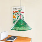 Emerald Green Glass Dome Pendant with Iron Frame