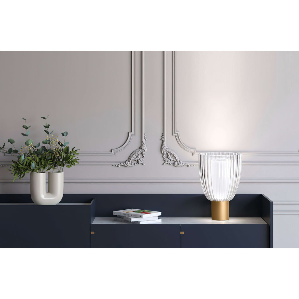 Modern Gold Metal & Glass Table Lamp