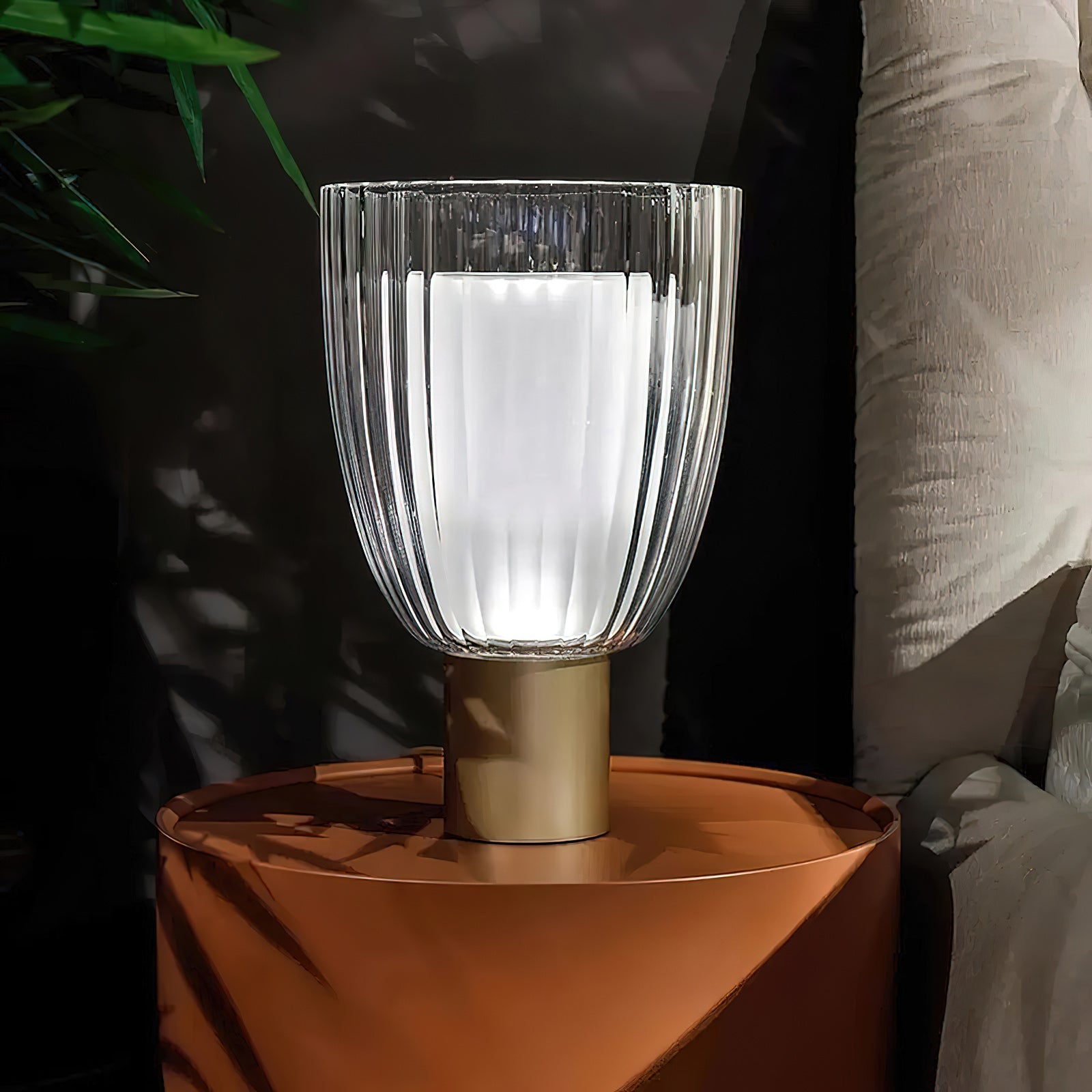Modern Gold Metal & Glass Table Lamp