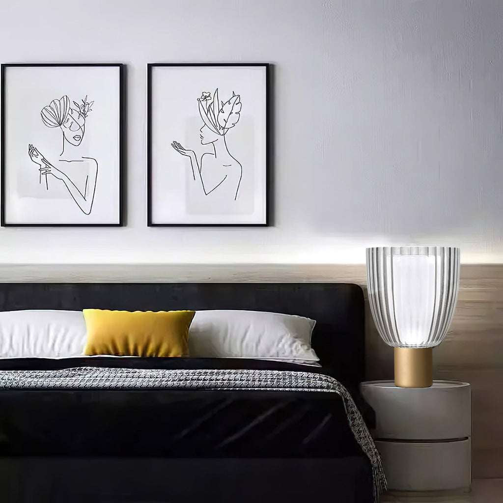 Modern Gold Metal & Glass Table Lamp