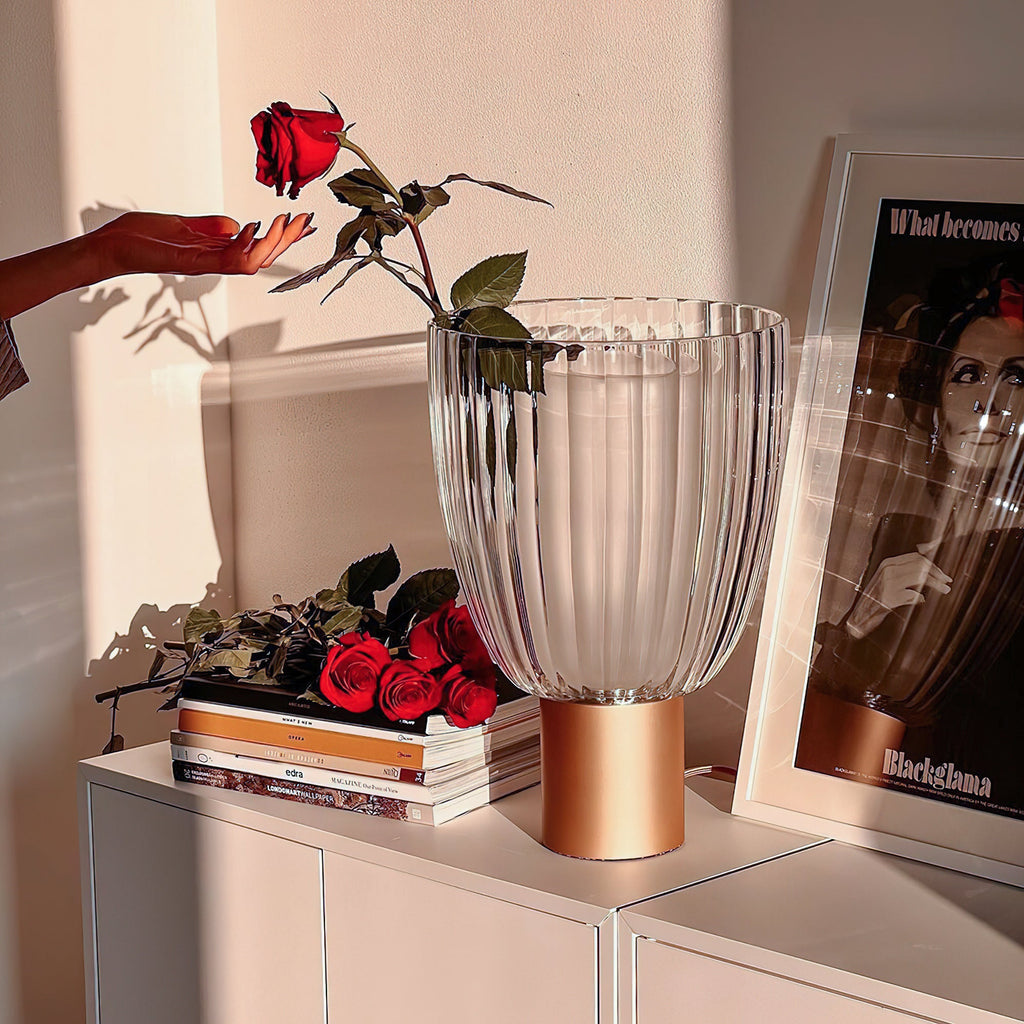 Modern Gold Metal & Glass Table Lamp
