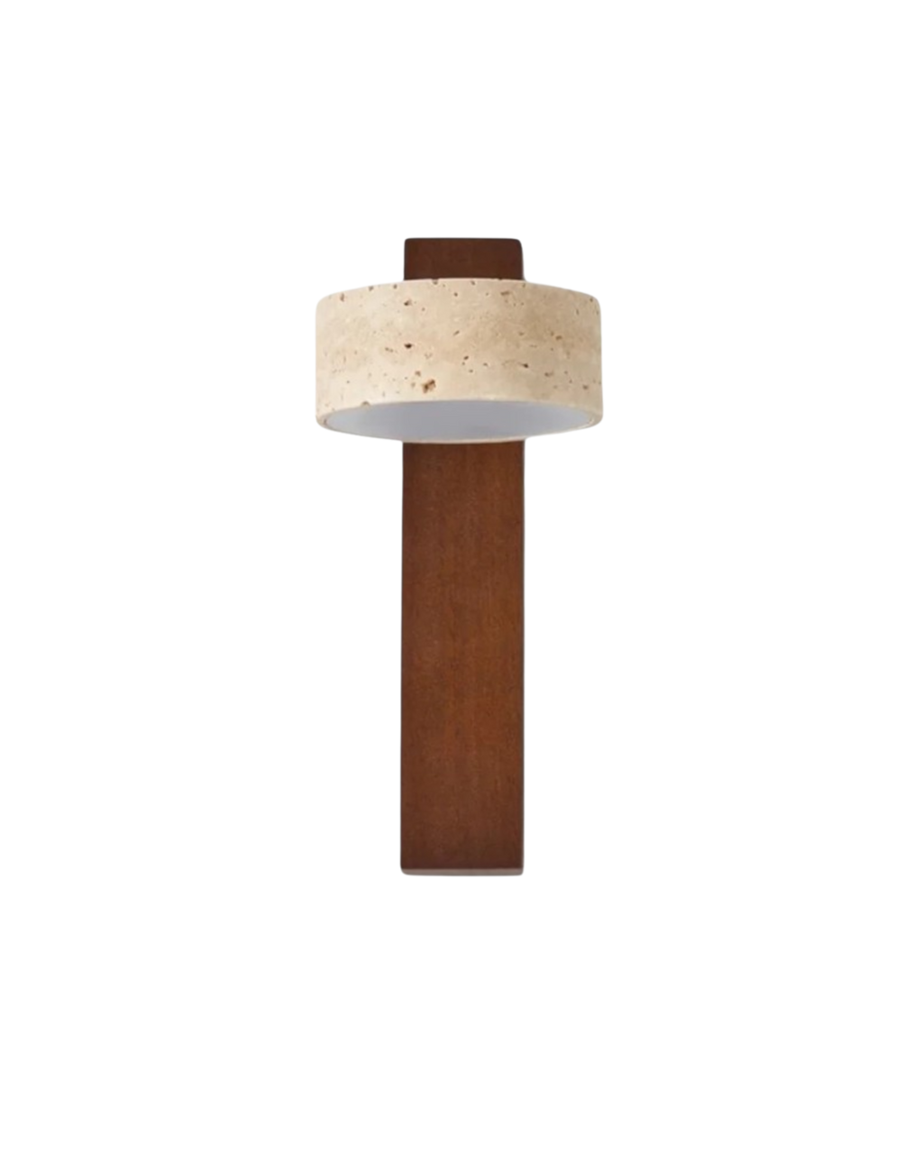 Bello Travertine Wall Sconce | Natural Stone & Walnut Wood