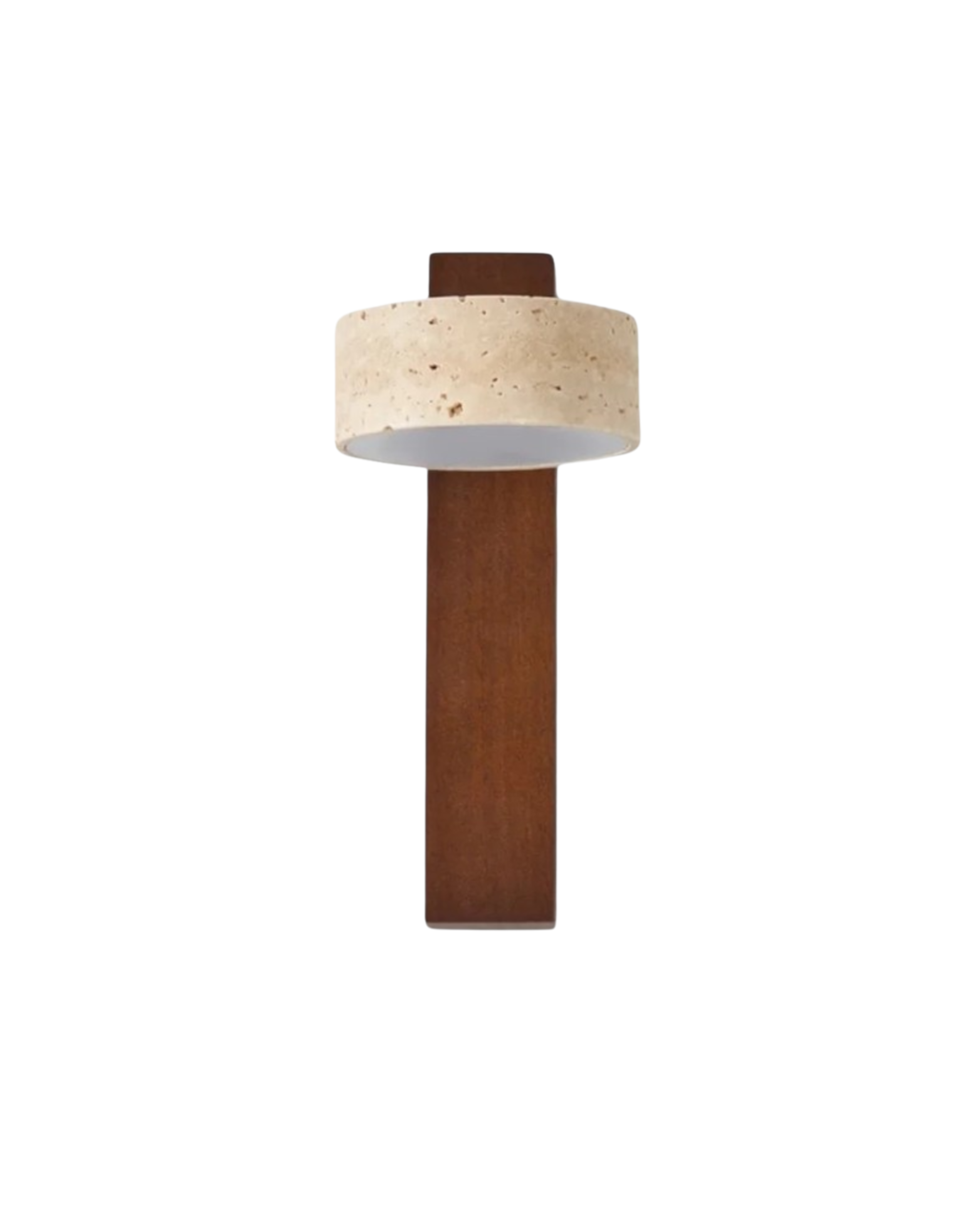 Bello Travertine Wall Sconce | Natural Stone & Walnut Wood