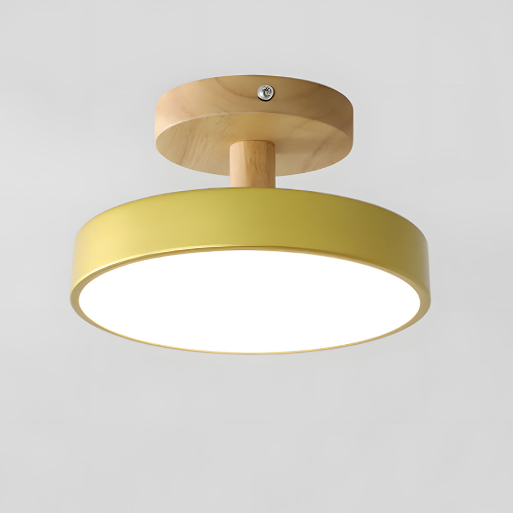 Bela LED Plafondlamp | Hout, Compact Ontwerp 18cm