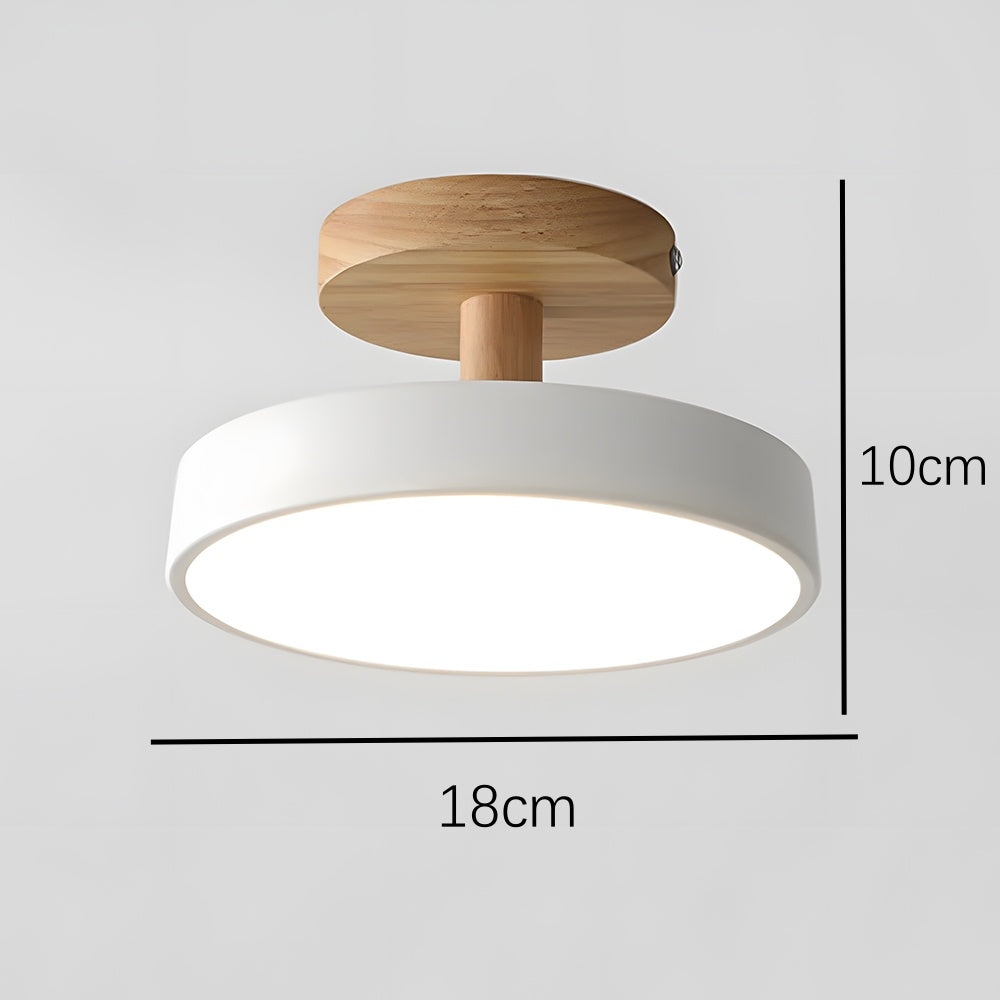 Bela LED Plafondlamp | Hout, Compact Ontwerp 18cm