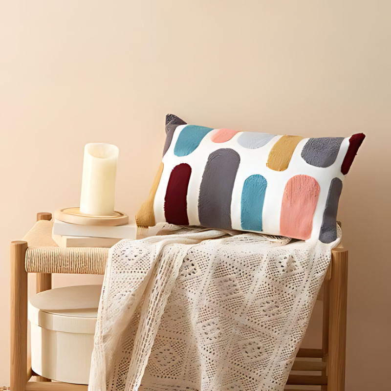 Arthena - Embroidered Decorative Cushions with Abstract Bohemian Shapes for Living Room and Bedroom